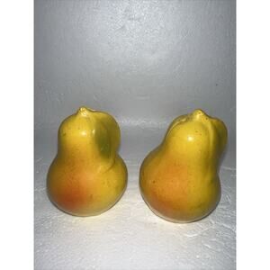 VINTAGE KITCHEN SALT & PEPPER SHAKERS CERAMIC YELLOW PEARS 2.5”